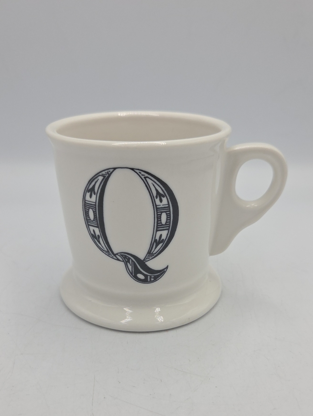 Anthropologie White Ceramic Letter Q Mug
